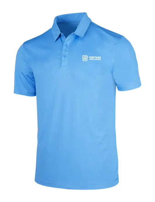 NIKE Light Royal Blue Dri-Fit Embossed Tri-Blade Polo w/Ortho Logo