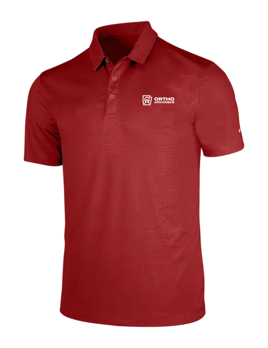 NIKE Red Dri-Fit Embossed Tri-Blade Polo w/Ortho Logo