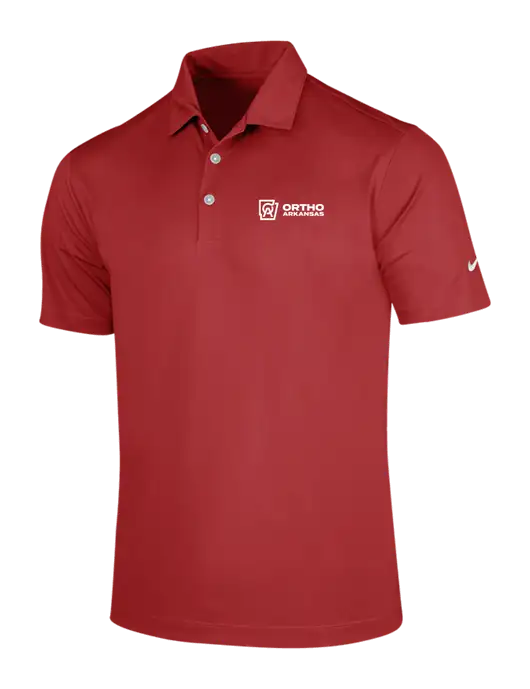 NIKE Red Dri-Fit Vertical Mesh Polo w/Ortho Logo