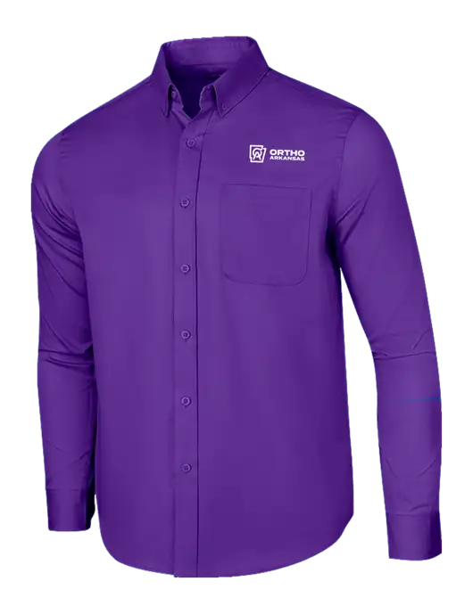 Long Sleeve Purple Superpro React Twill Shirt w/Ortho Logo