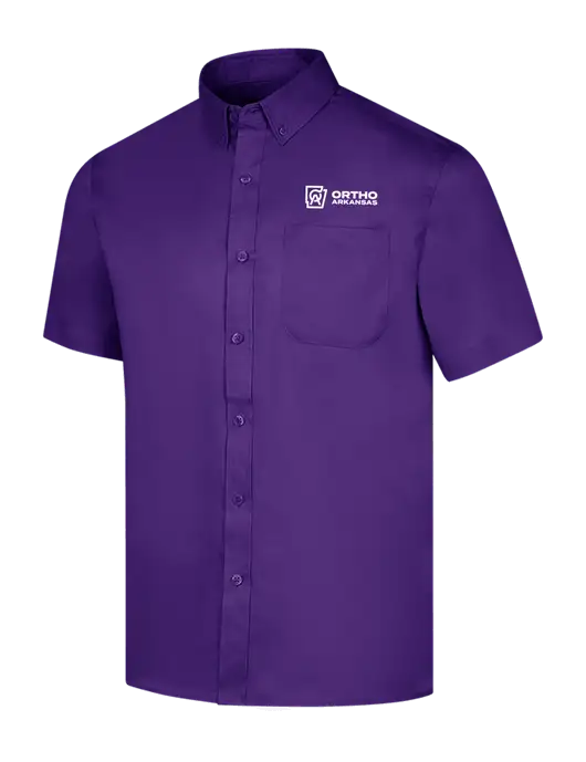 Short Sleeve Purple Superpro React Twill Shirt w/Ortho Logo