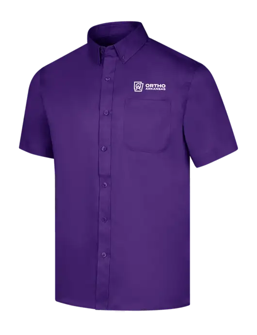 Short Sleeve Purple Superpro React Twill Shirt w/Ortho Logo