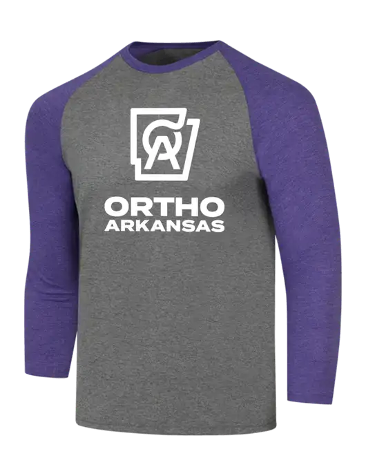 Simply Soft 3/4 Sleeve Purple Frost/Grey Frost Ring Spun Cotton T-Shirt w/Ortho Logo