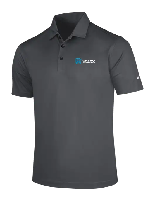 NIKE Dark Grey Dri-Fit Vertical Mesh Polo w/Ortho Logo