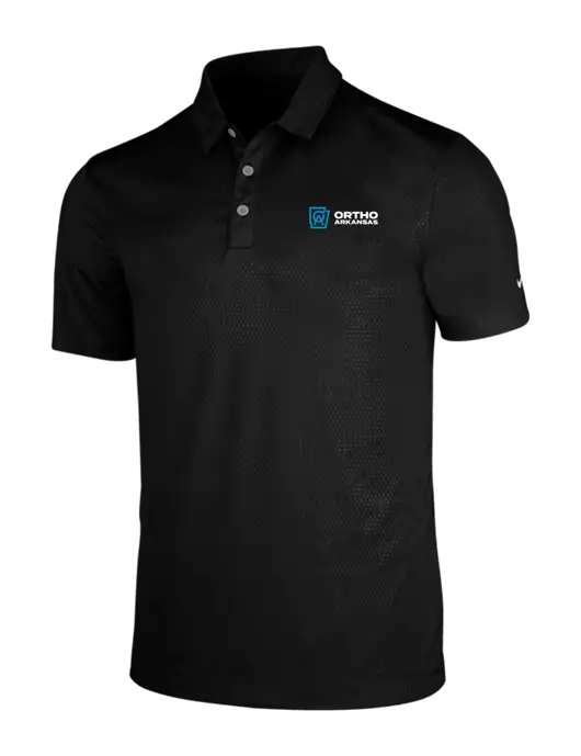 NIKE Black Dri-Fit Embossed Tri-Blade Polo w/Ortho Logo