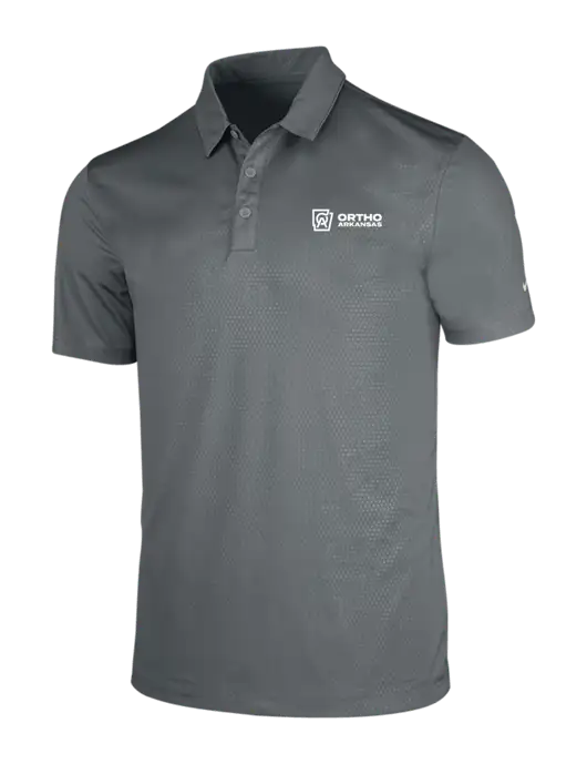 NIKE Medium Grey Dri-Fit Embossed Tri-Blade Polo w/Ortho Logo