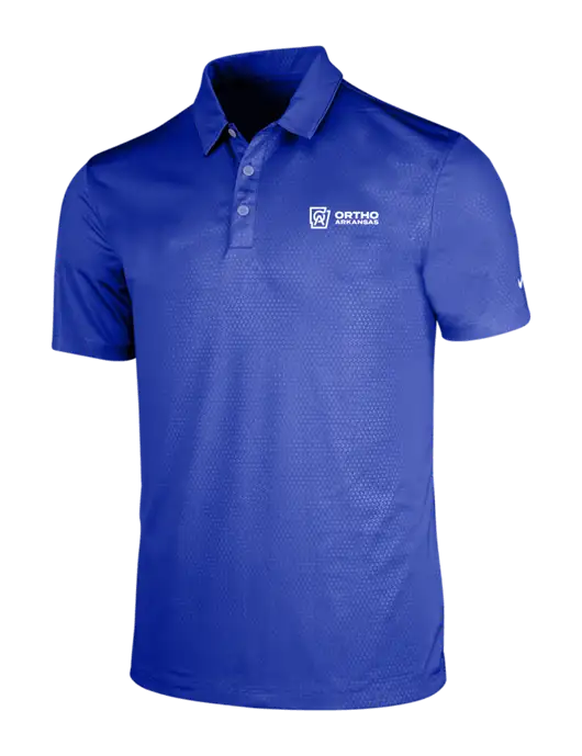 NIKE Dark Royal Dri-Fit Embossed Tri-Blade Polo w/Ortho Logo
