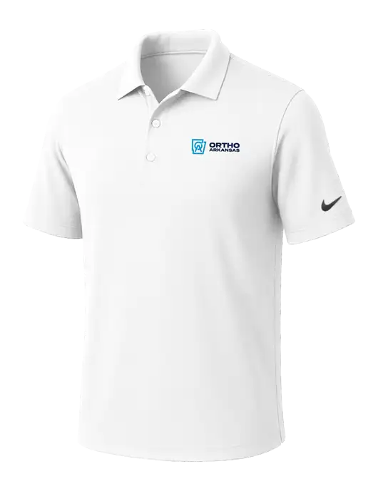 NIKE White Dri-Fit Micro Pique Polo w/Ortho Logo