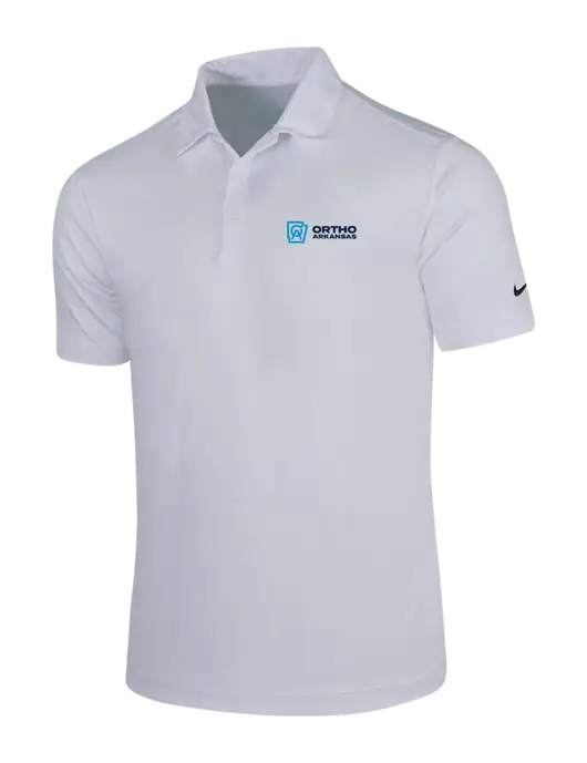NIKE White Dri-Fit Vertical Mesh Polo w/Ortho Logo