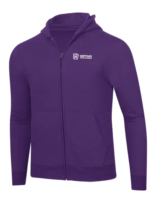 Purple 8.5 oz Ring Spun Zip Hooded Sweatshirt w/Ortho Logo