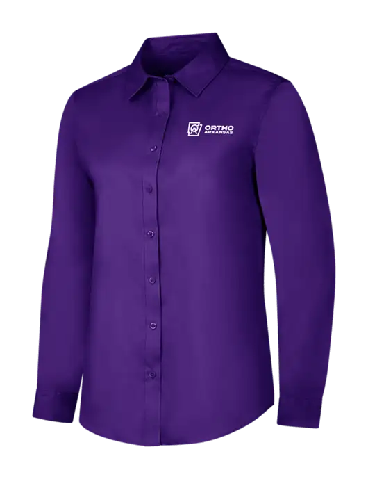 Purple Womens Long Sleeve Superpro React Twill Shirt w/Ortho Logo