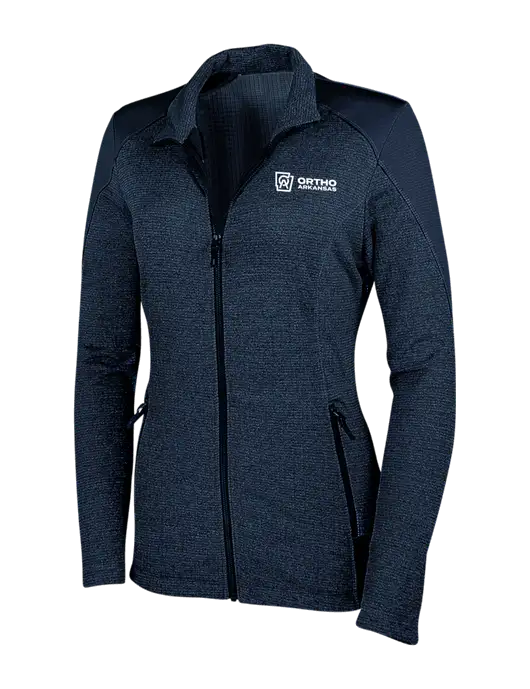 Navy Womens Grid Fleece Jacket w/Ortho Logo