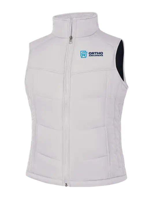 Womens White/Dark Slate Puffy Vest w/Ortho Logo