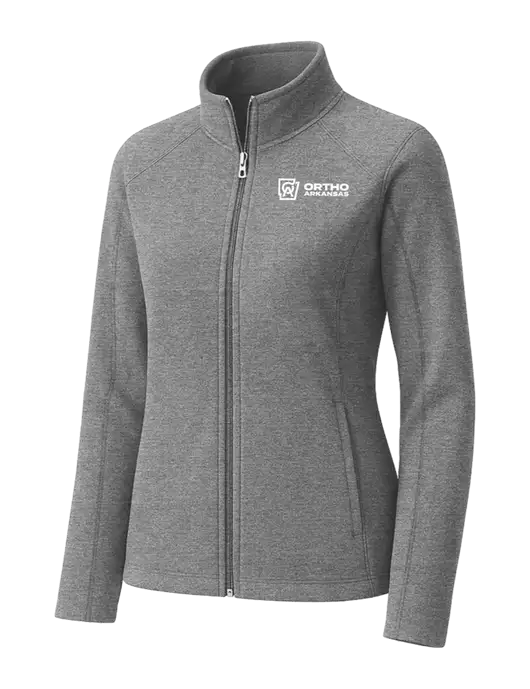 Medium Grey Womens Heather Microfleece Full-Zip Jacket w/Ortho Logo