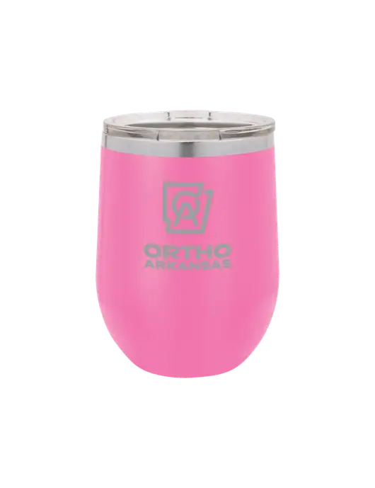 Polar Camel 12 oz Powder Coated Pink Vacuum Insulated Stemless Wine Tumbler w/Ortho Logo