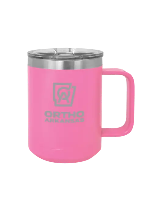 Polar Camel 15 oz Powder Coated Pink Vacuum Insulated Mug with Slider Lid w/Ortho Logo