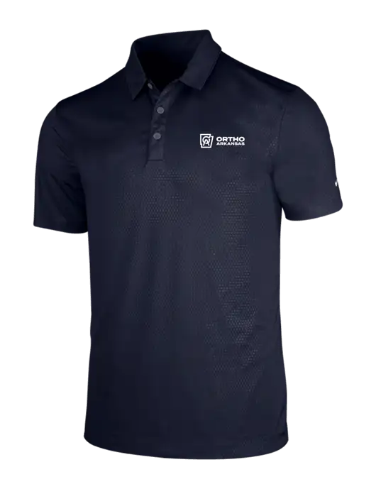 NIKE Dark Navy Dri-Fit Embossed Tri-Blade Polo w/Ortho Logo