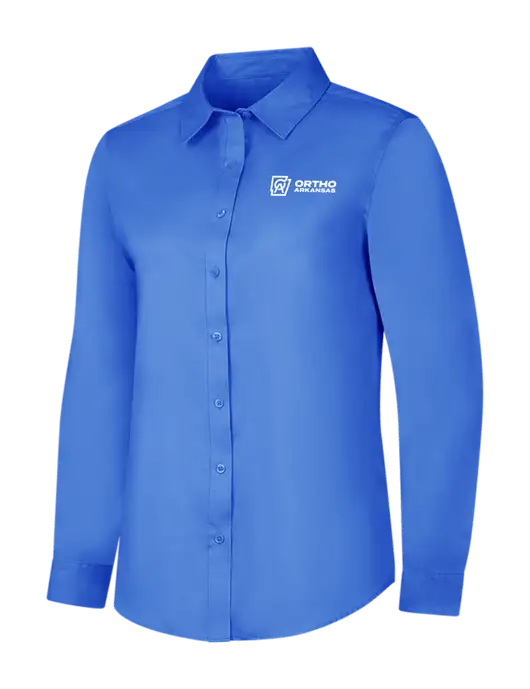 Dark Carolina Blue Womens Long Sleeve Superpro React Twill Shirt w/Ortho Logo