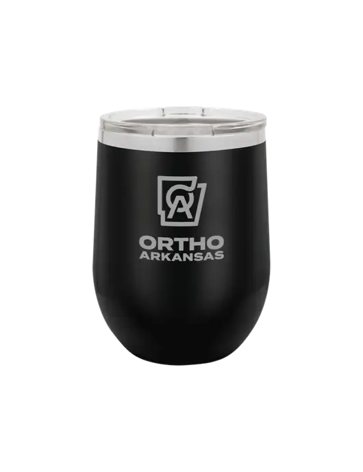 Polar Camel 12 oz Powder Coated Black Vacuum Insulated Stemless Wine Tumbler w/Ortho Logo