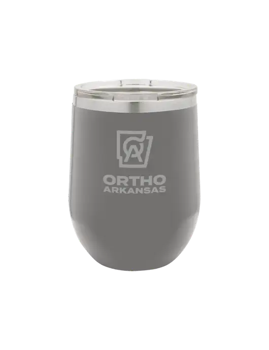 Polar Camel 12 oz Powder Coated Grey Vacuum Insulated Stemless Wine Tumbler w/Ortho Logo