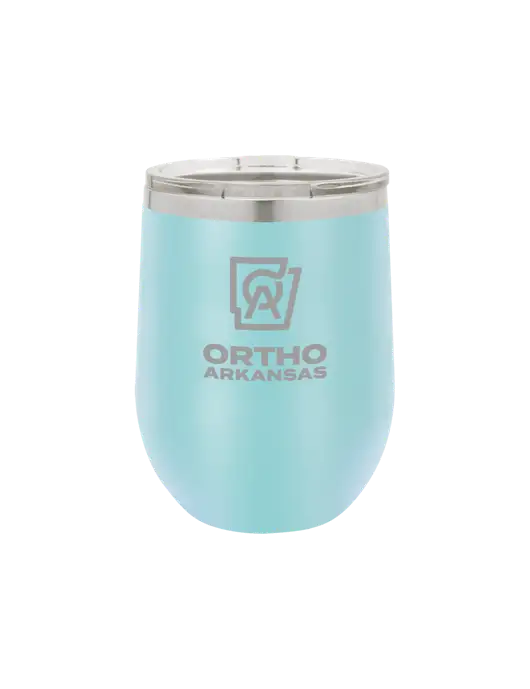 Polar Camel 12 oz Powder Coated Light Blue Vacuum Insulated Stemless Wine Tumbler w/Ortho Logo