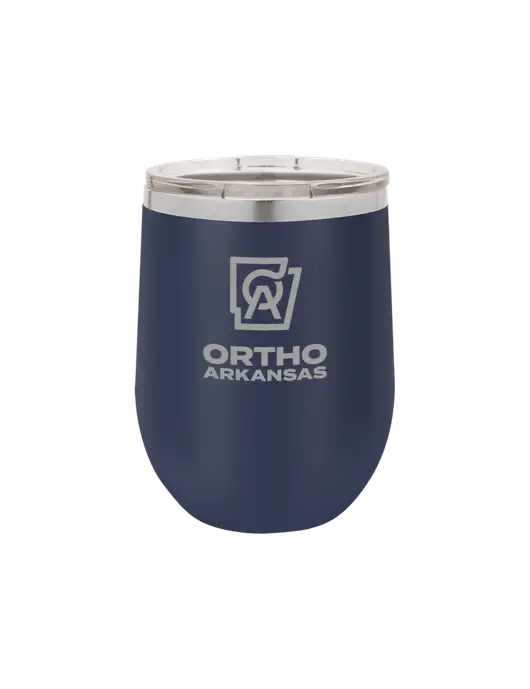 Polar Camel 12 oz Powder Coated Navy Vacuum Insulated Stemless Wine Tumbler w/Ortho Logo