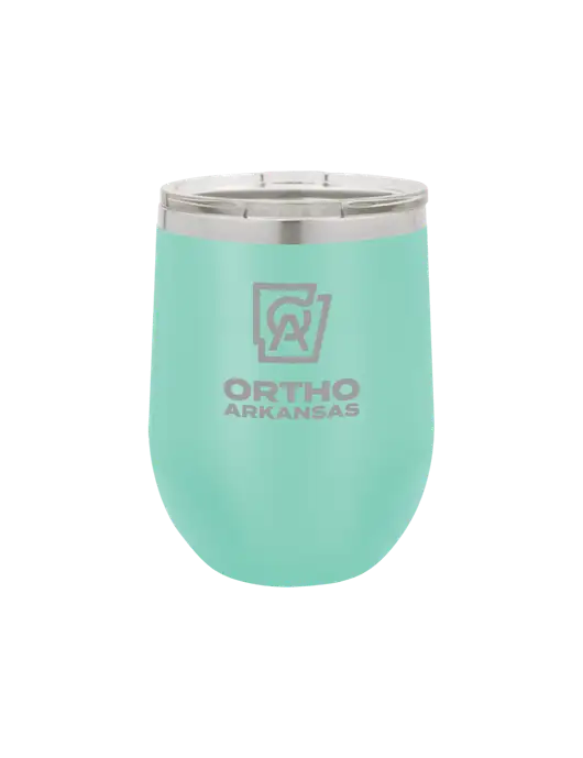 Polar Camel 12 oz Powder Coated Seafoam Vacuum Insulated Stemless Wine Tumbler w/Ortho Logo