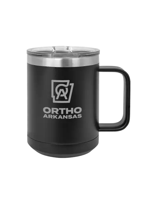 Polar Camel 15 oz Powder Coated Black Vacuum Insulated Mug with Slider Lid w/Ortho Logo