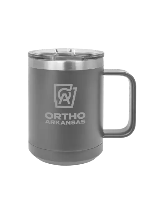 Polar Camel 15 oz Powder Coated Grey Vacuum Insulated Mug with Slider Lid w/Ortho Logo