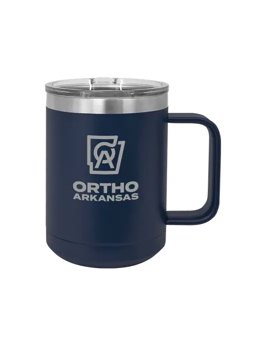 Polar Camel 15 oz Powder Coated Navy Vacuum Insulated Mug with Slider Lid w/Ortho Logo
