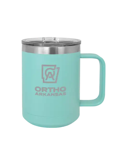 Polar Camel 15 oz Powder Coated Seafoam Vacuum Insulated Mug with Slider Lid w/Ortho Logo