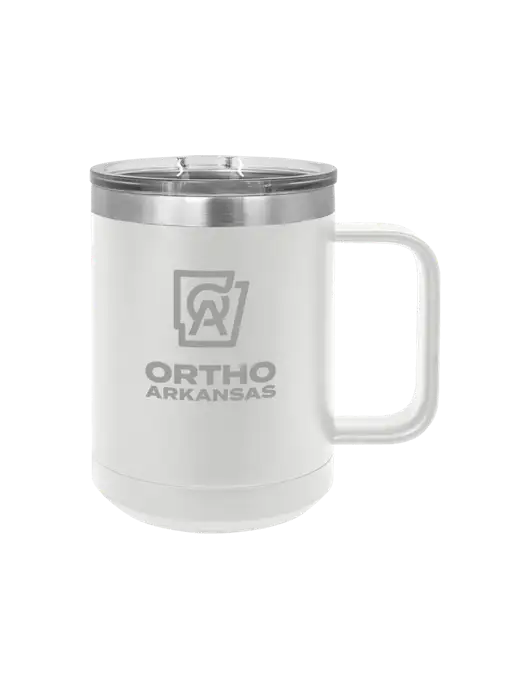 Polar Camel 15 oz Powder Coated White Vacuum Insulated Mug with Slider Lid w/Ortho Logo