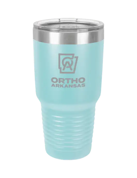 Polar Camel 30 oz Powder Coated Light Blue Vacuum Insulated Tumbler w/Ortho Logo