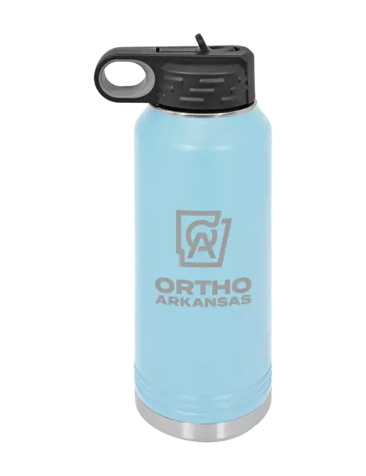 Polar Camel 32 oz Powder Coated Light Blue Vacuum Insulated Water Bottle w/Ortho Logo