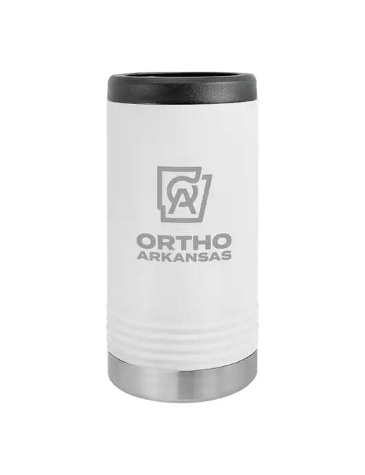 Polar Camel Powder Coated White Vacuum Insulated Slim Beverage Holder w/Ortho Logo