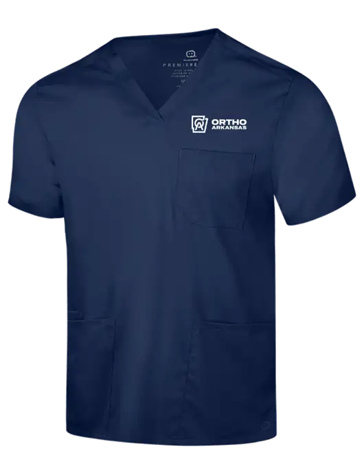 WonderWink Navy Mens Premiere Flex V-Neck Top w/Ortho Logo