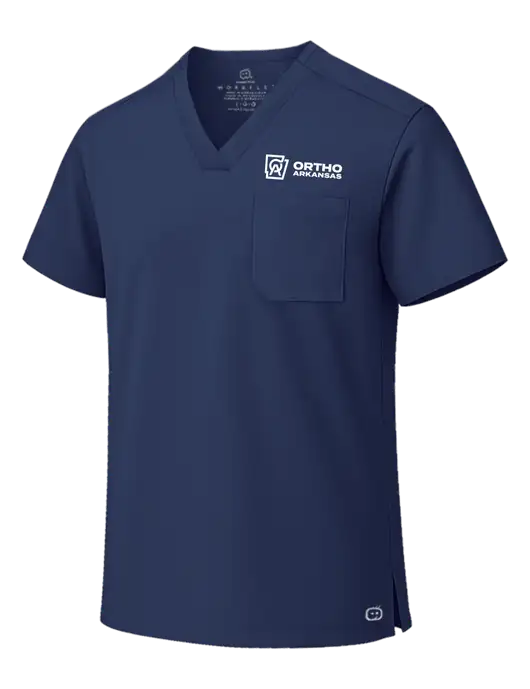 Wink Navy Unisex WorkFlex Chest Pocket V-Neck Top  w/Ortho Logo