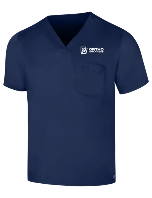 WonderWink Navy Unisex WorkFlex Chest Pocket V-Neck Top  w/Ortho Logo