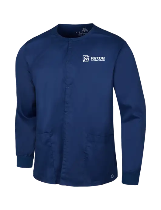 WonderWink Navy Unisex WorkFlex Snap-Front Scrub Jacket w/Ortho Logo