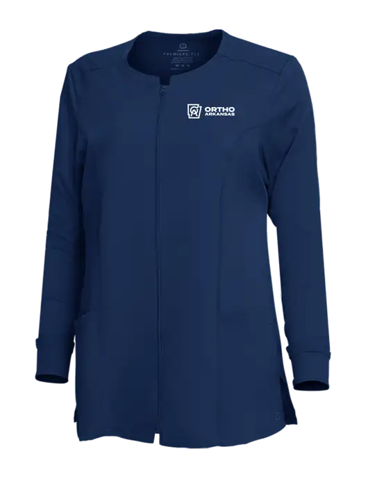 WonderWink Navy Womens Premiere Flex Full-Zip Scrub Jacket w/Ortho Logo