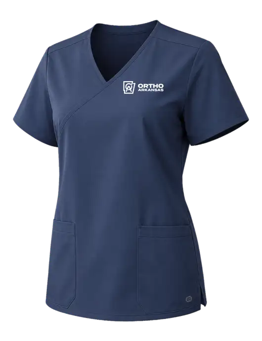 Wink Navy Womens WorkFlex Mock Wrap Top w/Ortho Logo