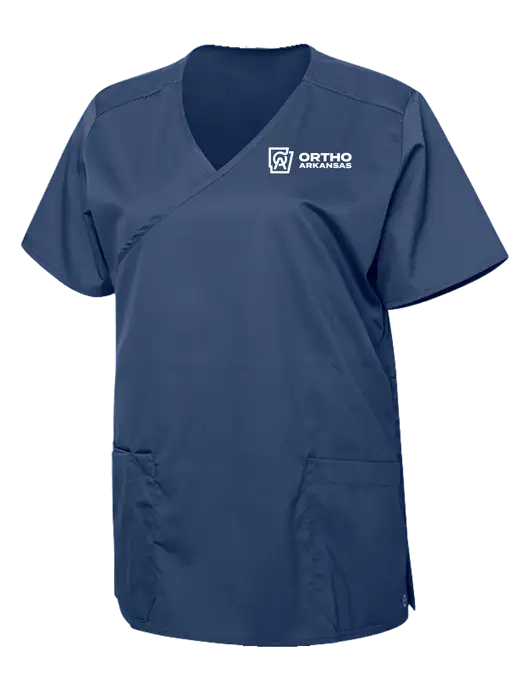 WonderWink Navy Womens WorkFlex Mock Wrap Top w/Ortho Logo