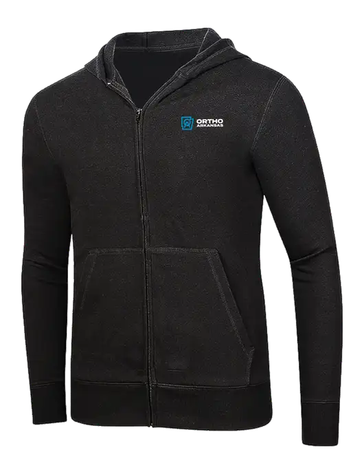 Full-Zip Black Heavyweight Hooded Sweatshirt w/Ortho Logo