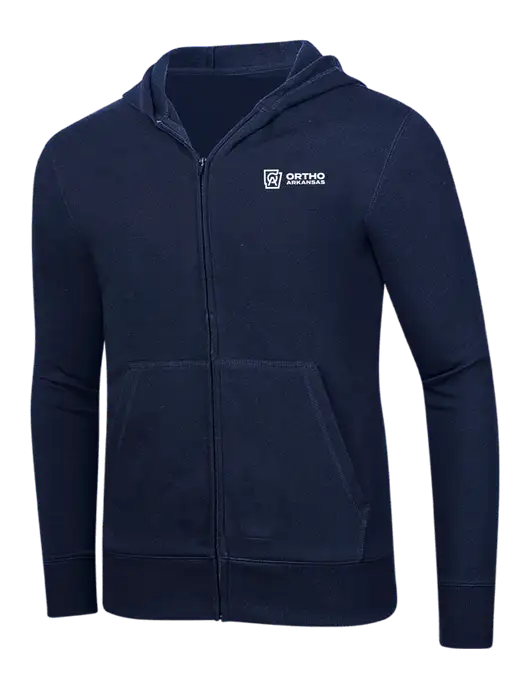 Full-Zip Navy Heavyweight Hooded Sweatshirt w/Ortho Logo