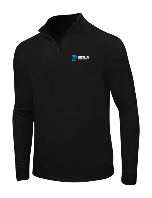 Deep Black/Charcoal Heather Interlock 1/4 Zip w/Ortho Logo