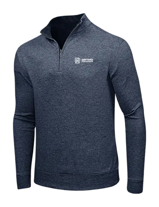 Estate Blue Heather/Charcoal Heather Interlock 1/4 Zip w/Ortho Logo