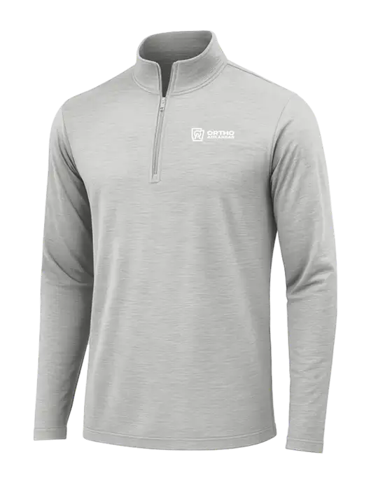 Light Grey Heather Posicharge Tri-Blend Wicking 1/4 Zip Pullover w/Ortho Logo