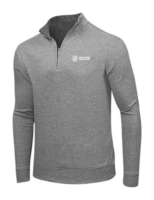 Medium Heather Grey/Charcoal Heather Interlock 1/4 Zip w/Ortho Logo