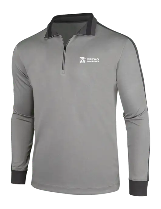 NIKE Athletic Grey/Heather Dark Grey Dry-Fit 1/2 Zip Cover-Up w/Ortho Logo