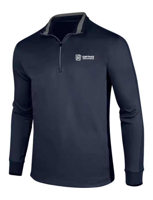 NIKE Midnight Navy Heather/Midnight Navy Dry-Fit 1/2 Zip Cover-Up w/Ortho Logo
